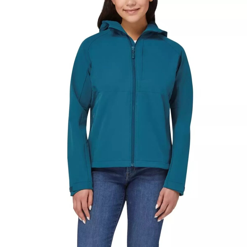 Kirkland Signature Ladies Water Wind Resistant Hooded Jacket, Teal